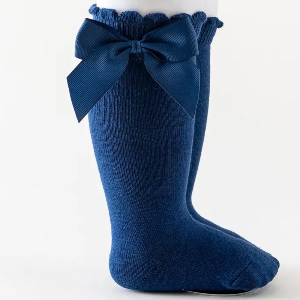 New Solid Knee High Socks‎ With Bows